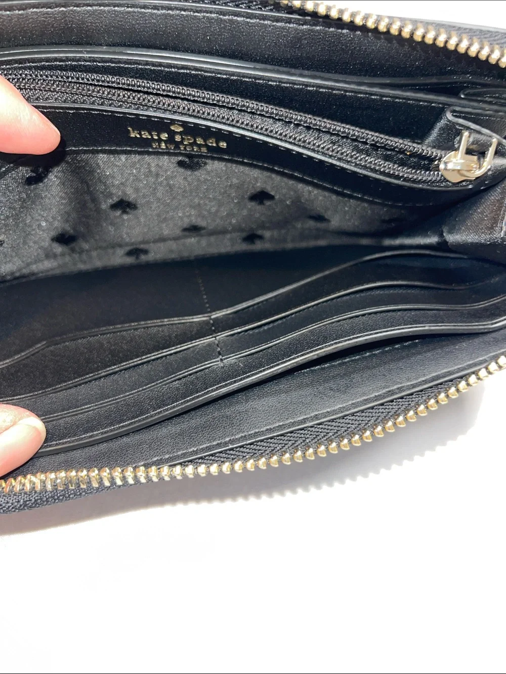 Kate Spade New York Black Leather Zip Around Continental Wallet